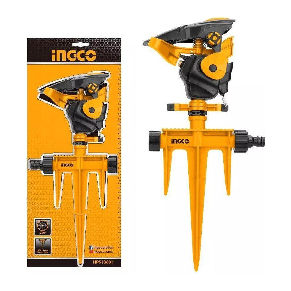 Ingco HPS13601 Auto Gear Sprinkler 360° w/ 3-Way Plastic Spike - KHM Megatools Corp. Ingco HPS13601 Auto Gear Sprinkler 360° w/ 3-Way Plastic Spike - KHM Megatools Corp.